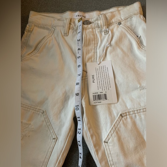 FRAME Denim Le Slouch Off White distressed Bermuda Short size 23. Retail $248 - Picture 9 of 11